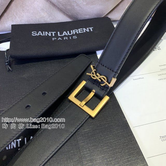 Saint Laurent女士皮帶 聖羅蘭金扣小牛皮腰帶  jjp1757